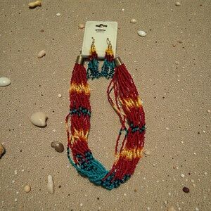 Colorful Beaded Necklace and Earring Set